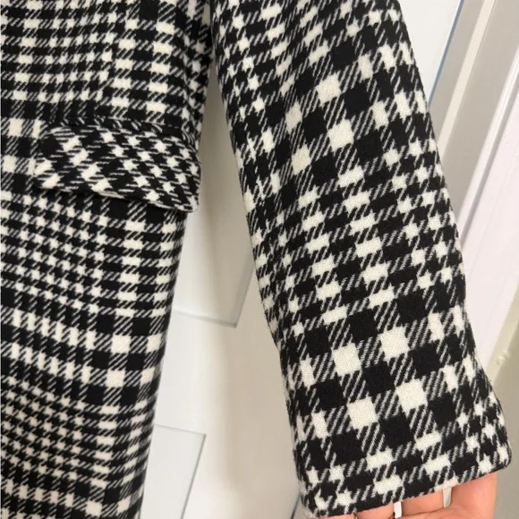 Primark Black and White Houndstooth Pea Coat - Picture 4 of 5